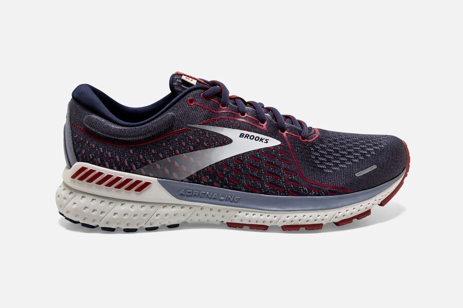 Brooks Men's Adrenaline GTS 21 Road Running Shoes Navy/Grey/Red RXJE-08347